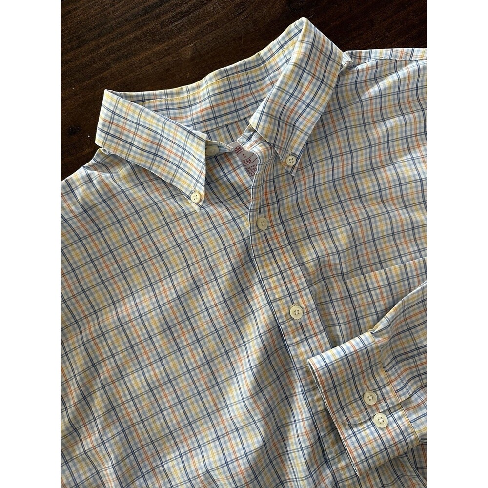 Brooks Brothers Shirt Mens Large Multicolor Check Long Sleeve Button Down Cotton